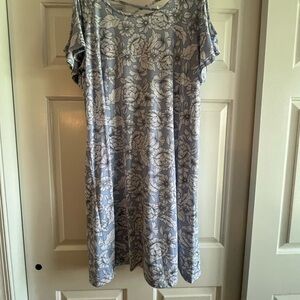 Harlow White and Blue Casual Midi Sundress